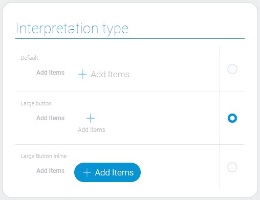 Types of add items interpretation
