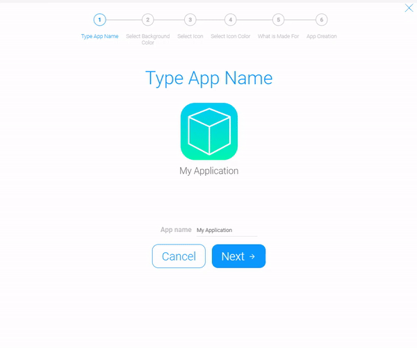 Entering the app name