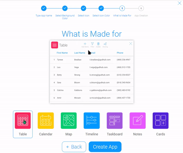 Selecting the app template