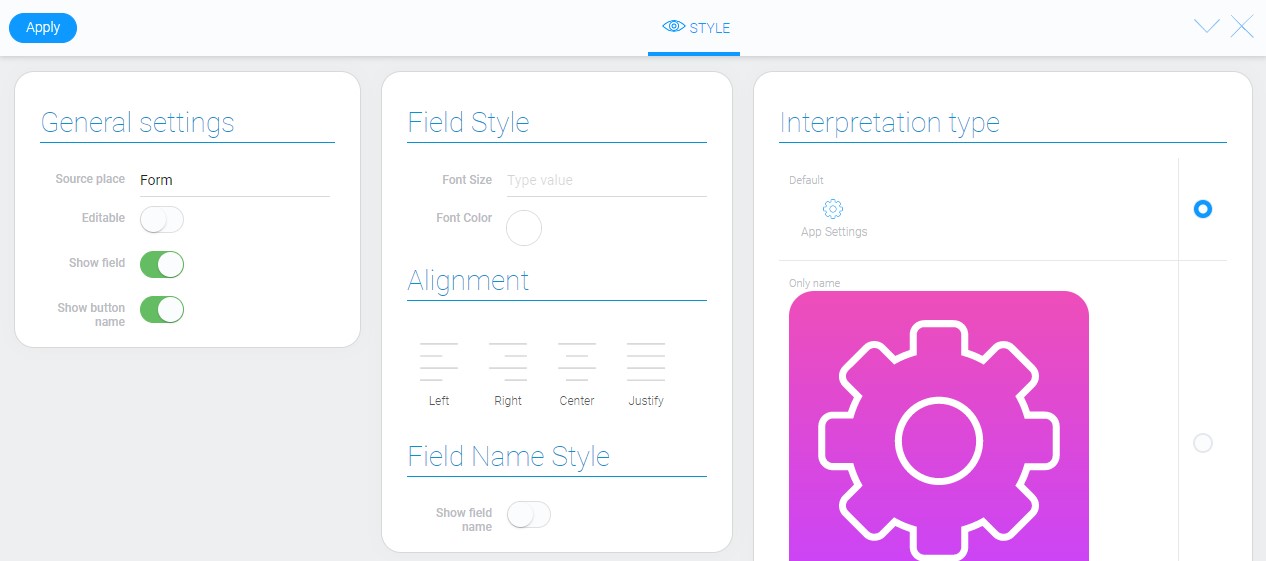 Style of App Settings element