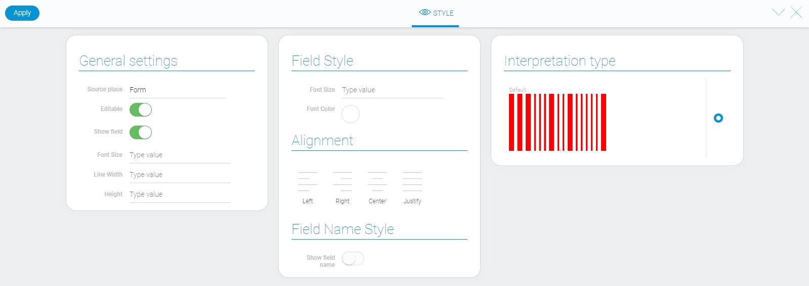 Style of barcode element