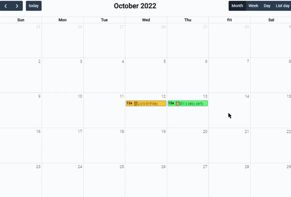 Month calendar