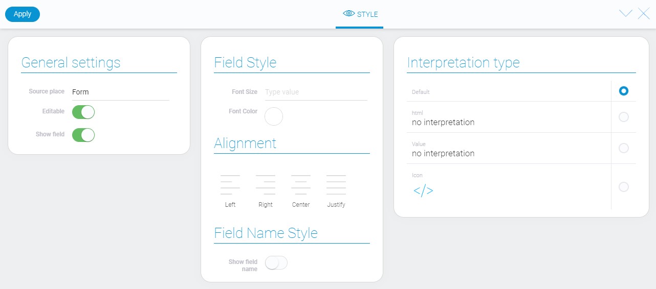 Style of editor JS element