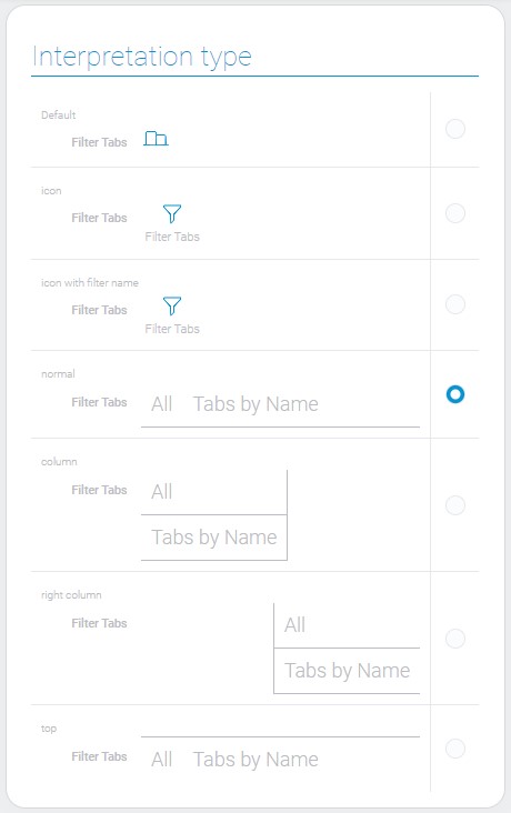Types of filter tabs interpretation