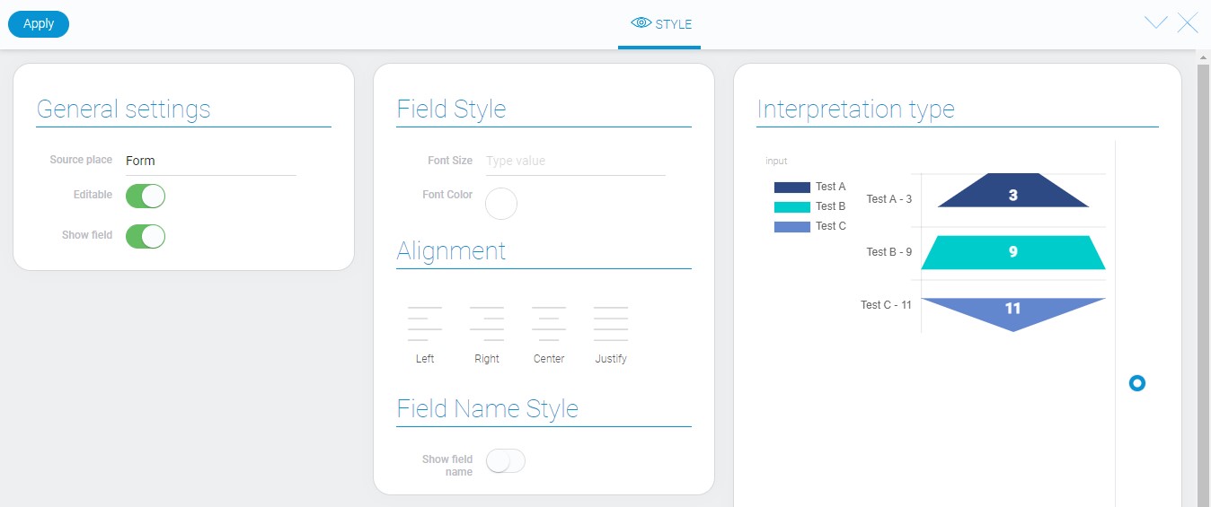 Style of funnel chart element
