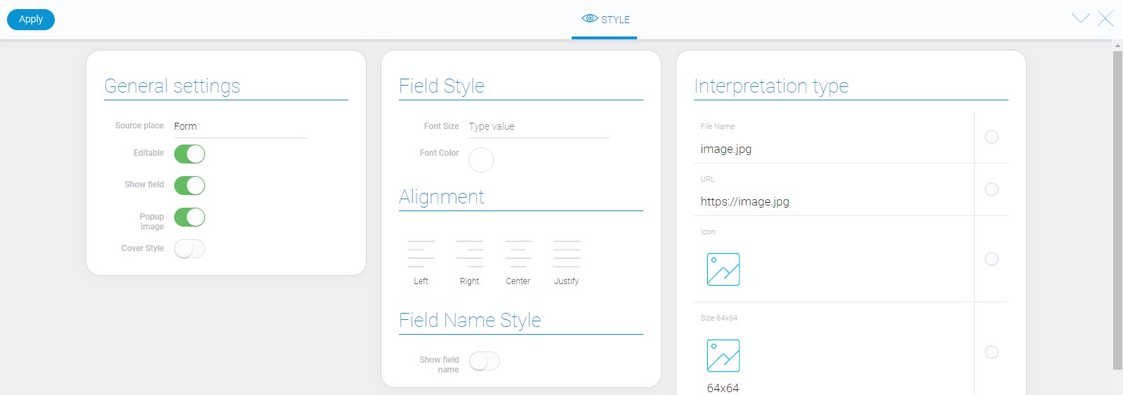 Style of the image elements