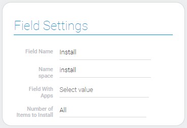 Settings of install field