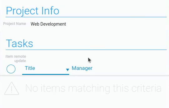 Example of item remote update using