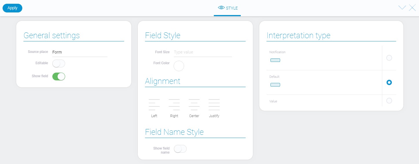 Style of notification element