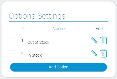 Settings of options