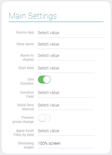 Main settings of sheduling element