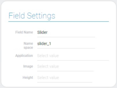 Settings of slider element