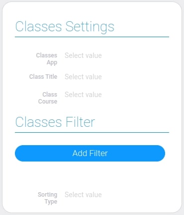 Settings of the classes