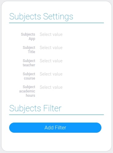 Settings of the schedule subjects