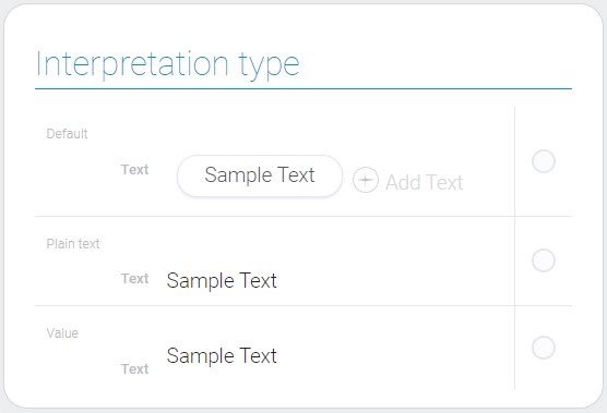 Interpretation types of the multiple text element